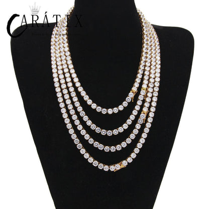 CARÁTIX 6mm Gold Stainless Steel Iced Out CZ Tennis Chain Necklace - CaratixJewelry