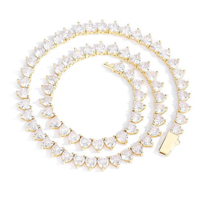 CARÁTIX 6mm Heart Tennis Chain Necklace – Bling CZ Fashion Jewelry Gift for Women - CaratixJewelry