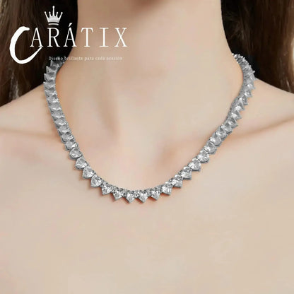 CARÁTIX 6mm Heart Tennis Chain Necklace – Bling CZ Fashion Jewelry Gift for Women - CaratixJewelry