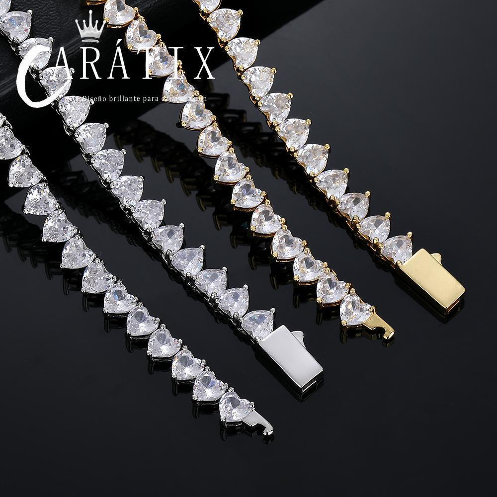 CARÁTIX 6mm Heart Tennis Chain Necklace – Bling CZ Fashion Jewelry Gift for Women - CaratixJewelry