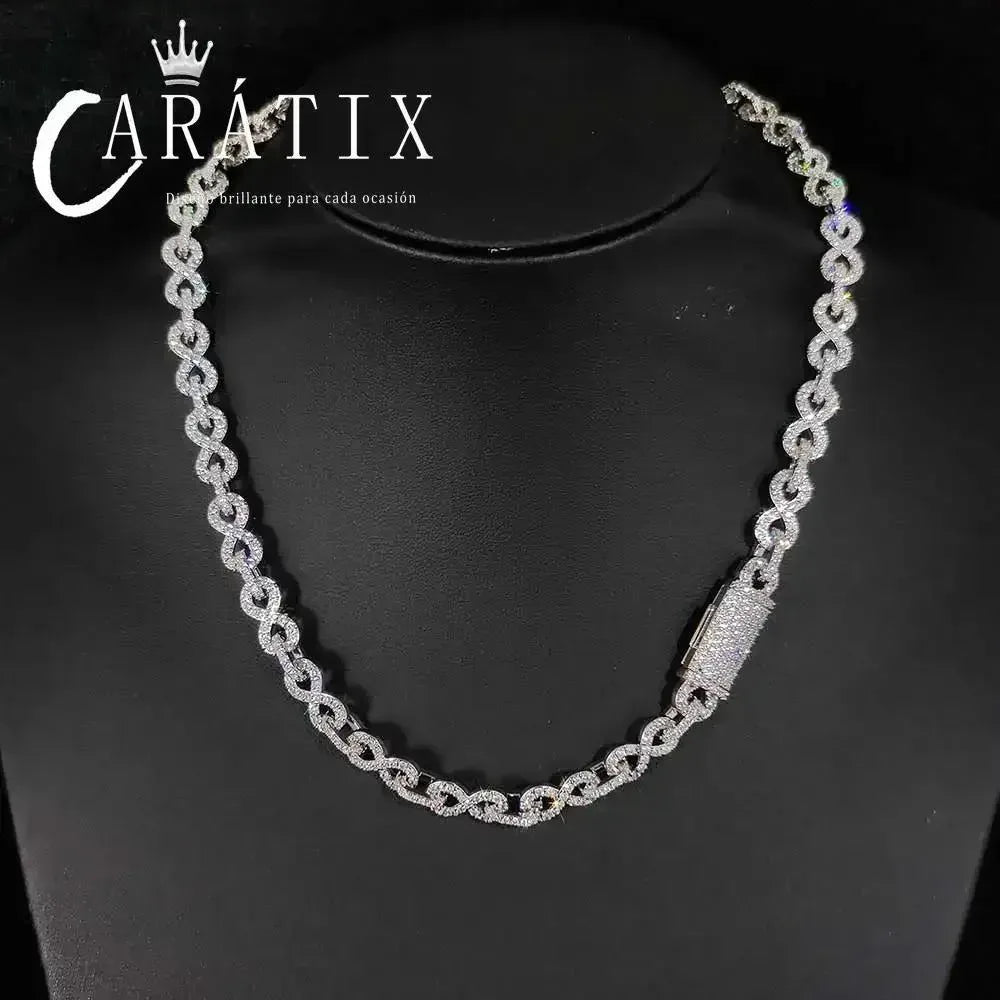 CARÁTIX – 6mm Infinity 8-Character Cuban Link Necklace | Paved Crystal Bling Jewelry for Men & Women - CaratixJewelry
