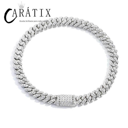 CARÁTIX 6MM Miami Cuban Link Charm Bracelet – Bling Zircon Hip Hop Jewelry for Men & Women - CaratixJewelry