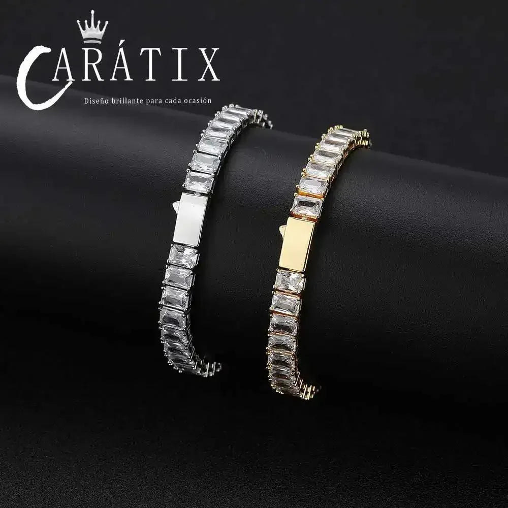 CARÁTIX 6mm Rectangular Zircon Tennis Chain Necklace – Full Inlaid Bling Fashion Jewelry for Women - CaratixJewelry