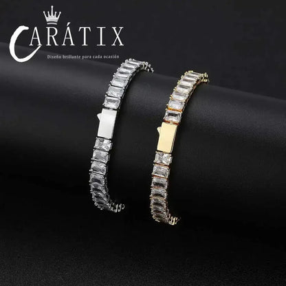 CARÁTIX 6mm Rectangular Zircon Tennis Chain Necklace – Full Inlaid Bling Fashion Jewelry for Women - CaratixJewelry