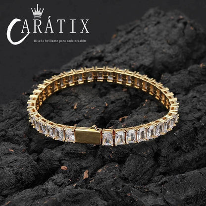 CARÁTIX 6mm Rectangular Zircon Tennis Chain Necklace – Full Inlaid Bling Fashion Jewelry for Women - CaratixJewelry