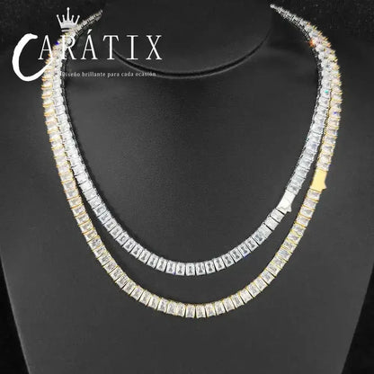 CARÁTIX 6mm Rectangular Zircon Tennis Chain Necklace – Full Inlaid Bling Fashion Jewelry for Women - CaratixJewelry