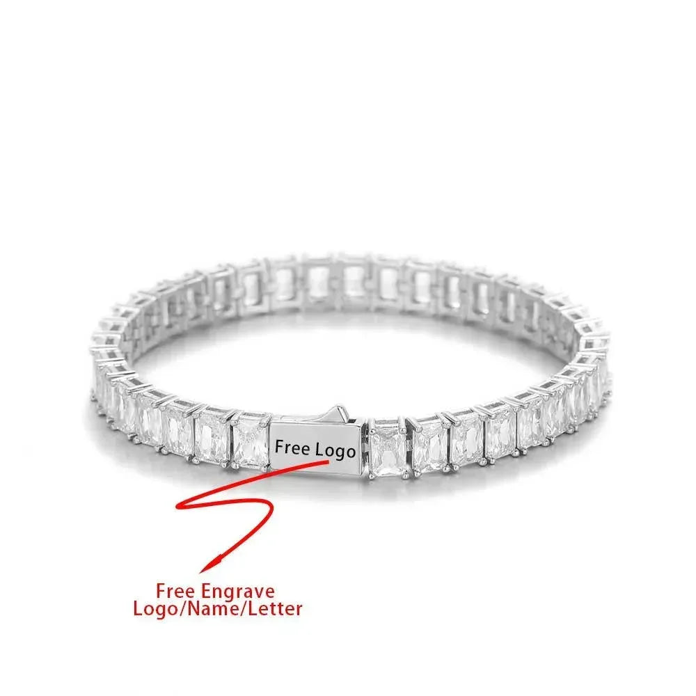 CARÁTIX 6mm Rectangular Zircon Tennis Chain Necklace – Full Inlaid Bling Fashion Jewelry for Women - CaratixJewelry
