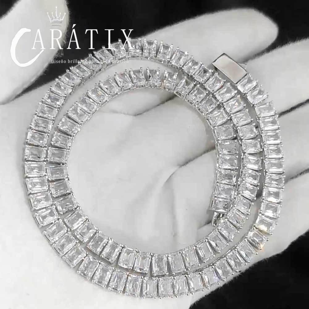 CARÁTIX 6mm Rectangular Zircon Tennis Chain Necklace – Full Inlaid Bling Fashion Jewelry for Women - CaratixJewelry
