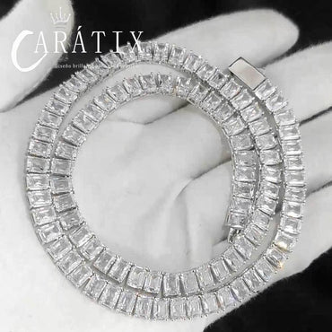 CARÁTIX 6mm Rectangular Zircon Tennis Chain Necklace – Full Inlaid Bling Fashion Jewelry for Women - CaratixJewelry