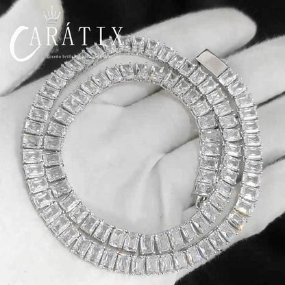CARÁTIX 6mm Rectangular Zircon Tennis Chain Necklace – Full Inlaid Bling Fashion Jewelry for Women - CaratixJewelry