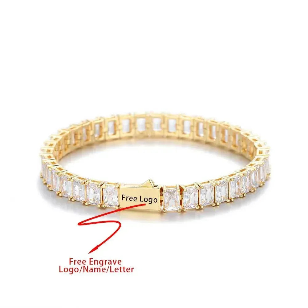 CARÁTIX 6mm Rectangular Zircon Tennis Chain Necklace – Full Inlaid Bling Fashion Jewelry for Women - CaratixJewelry