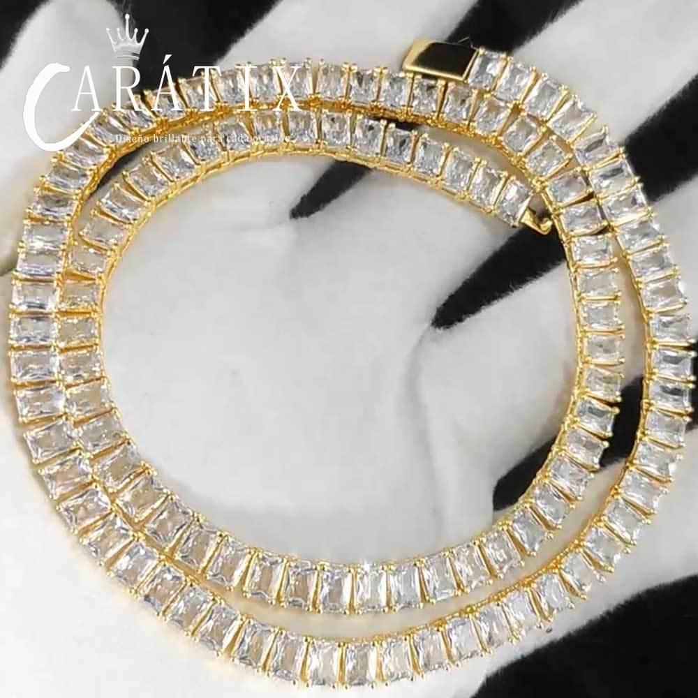 CARÁTIX 6mm Rectangular Zircon Tennis Chain Necklace – Full Inlaid Bling Fashion Jewelry for Women - CaratixJewelry