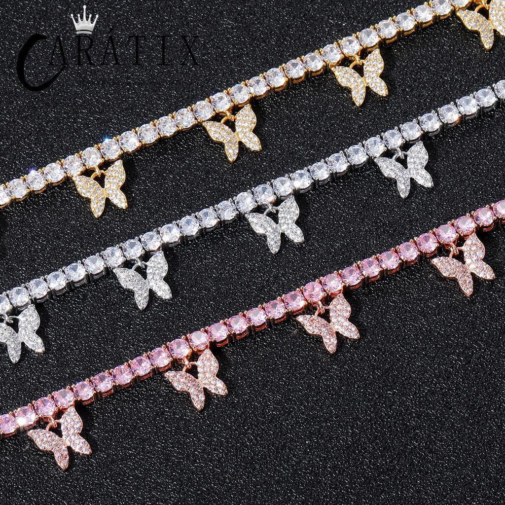 CARÁTIX 6PCS Butterfly CZ Tennis Chain Necklace – 4mm Iced Out Hip Hop Bling Choker for Women & Men | Rapper Jewelry Gift - CaratixJewelry