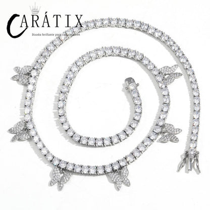 CARÁTIX 6PCS Butterfly CZ Tennis Chain Necklace – 4mm Iced Out Hip Hop Bling Choker for Women & Men | Rapper Jewelry Gift - CaratixJewelry
