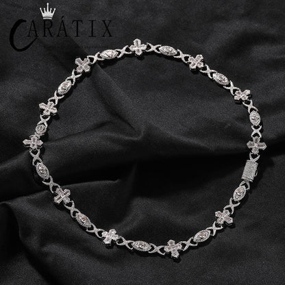 CARÁTIX 7"-20" Devil Eye Cross Link Chain Bracelet – 5A+ CZ Iced Out Hip Hop Bling Jewelry for Men & Women | Rapper Gift - CaratixJewelry