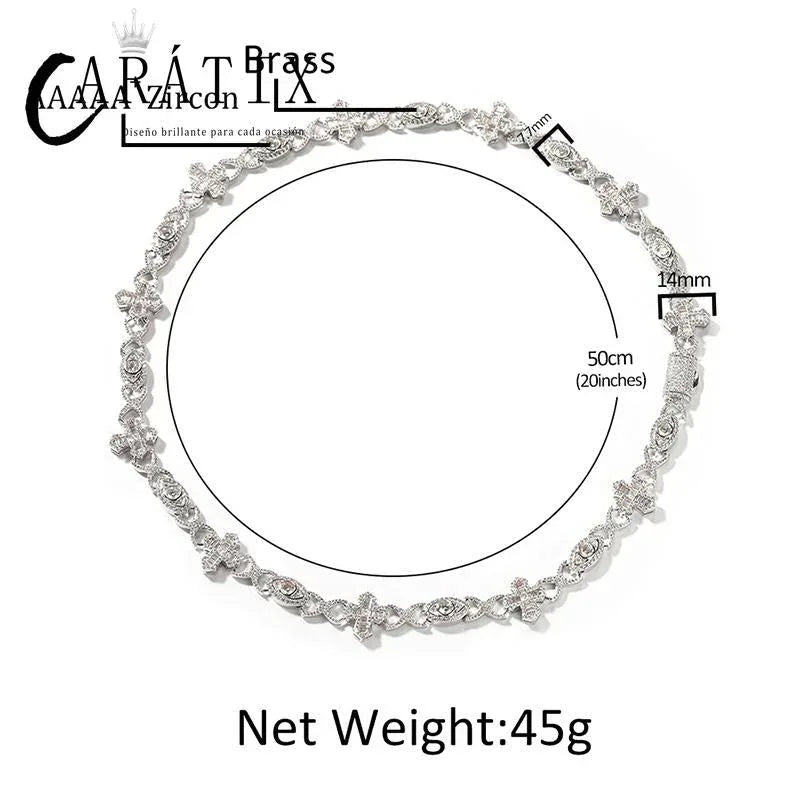 CARÁTIX - 7"-20" Hip Hop 5A+ CZ Stone Paved Bling Iced Out Devil Eye Cross Link Chain Bracelet for Men Women Rapper Jewelry Valentine's Day Gift for Men & Girls & Boys Mothers' Day Gift #Springtok - CaratixJewelry