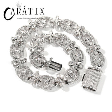 CARÁTIX 7"-22" Fatima Eye Cross Link Chain Bracelet – 5A+ CZ Iced Out Hip Hop Bling Jewelry for Men | 18mm Rapper Gift - CaratixJewelry