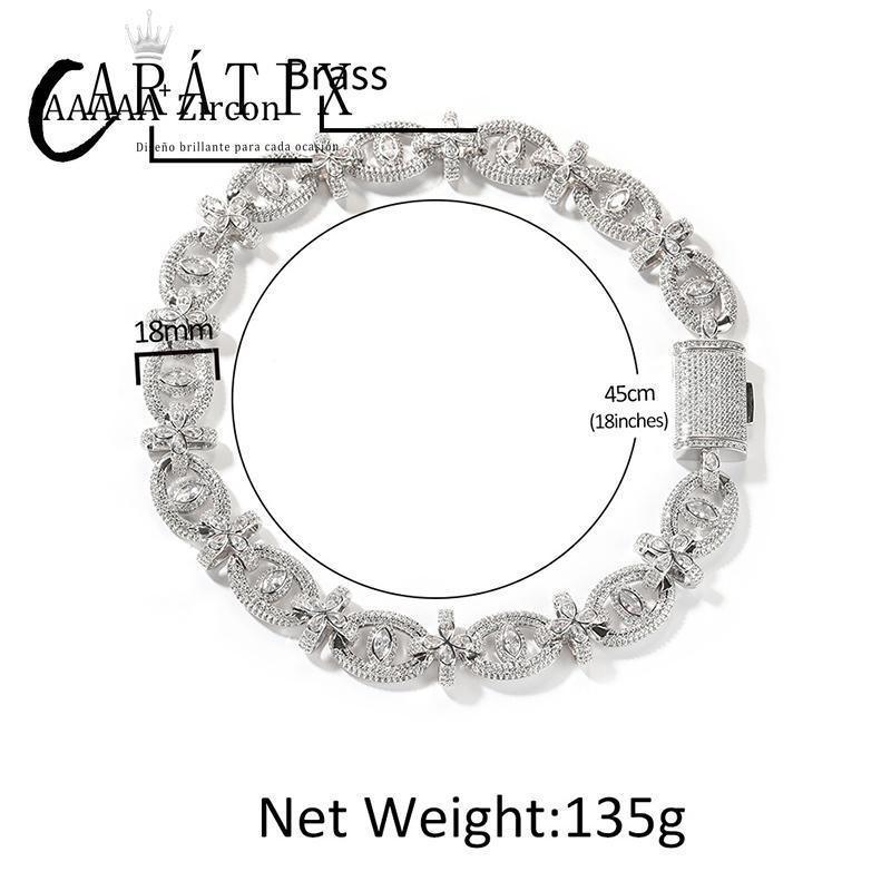 CARÁTIX 7"-22" Fatima Eye Cross Link Chain Bracelet – 5A+ CZ Iced Out Hip Hop Bling Jewelry for Men | 18mm Rapper Gift - CaratixJewelry