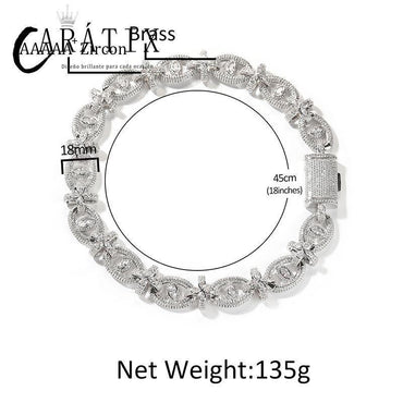 CARÁTIX 7"-22" Fatima Eye Cross Link Chain Bracelet – 5A+ CZ Iced Out Hip Hop Bling Jewelry for Men | 18mm Rapper Gift - CaratixJewelry