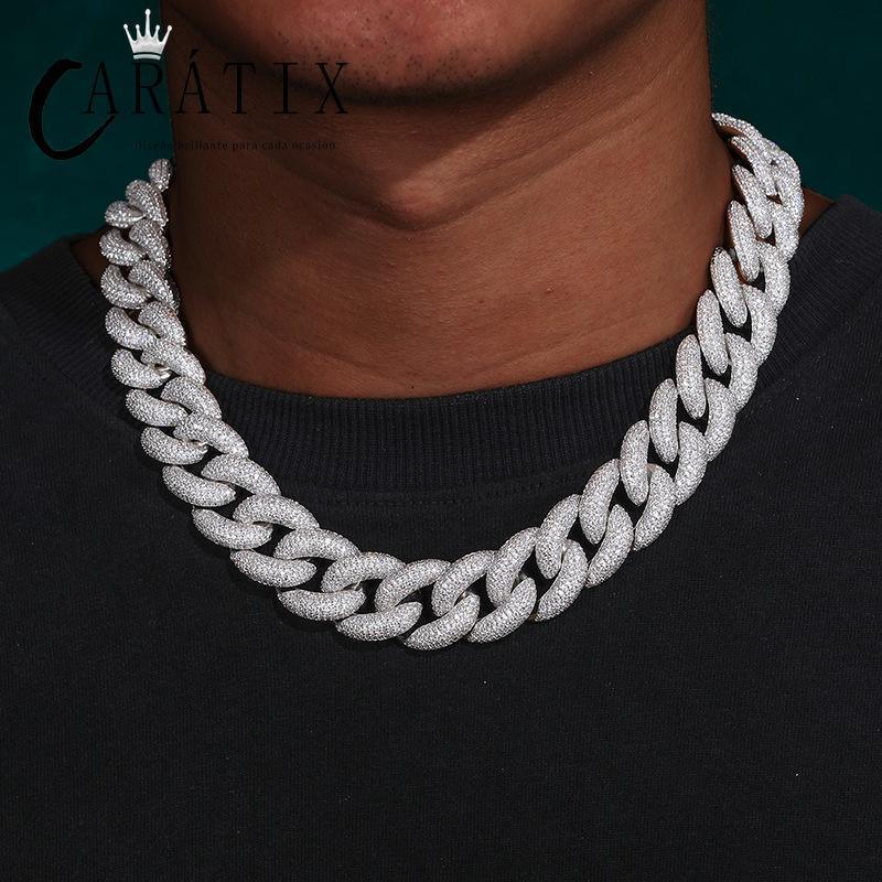 CARÁTIX 7"-28" 5-Row Bubble Round Cuban Miami Link Chain Necklace – Iced Out CZ Hip Hop Jewelry for Men & Women - CaratixJewelry