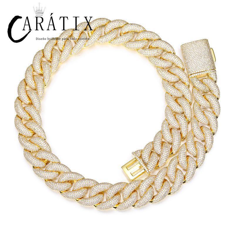 CARÁTIX 7"-28" 5-Row Bubble Round Cuban Miami Link Chain Necklace – Iced Out CZ Hip Hop Jewelry for Men & Women - CaratixJewelry