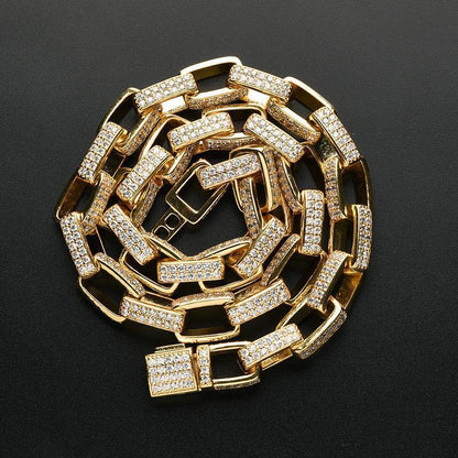 CARÁTIX 7"-28" Square Link Chain Bracelet – 5A+ CZ Iced Out Hip Hop Bling Jewelry for Men & Women | Rapper Gift - CaratixJewelry