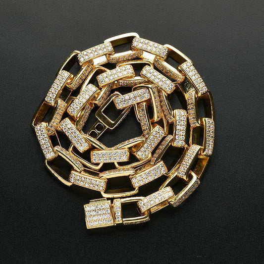CARÁTIX 7"-28" Square Link Chain Bracelet – 5A+ CZ Iced Out Hip Hop Bling Jewelry for Men & Women | Rapper Gift - CaratixJewelry
