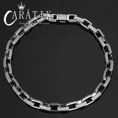 CARÁTIX 7"-28" Square Link Chain Bracelet – 5A+ CZ Iced Out Hip Hop Bling Jewelry for Men & Women | Rapper Gift - CaratixJewelry