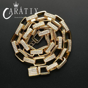 CARÁTIX 7"-28" Square Link Chain Bracelet – 5A+ CZ Iced Out Hip Hop Bling Jewelry for Men & Women | Rapper Gift - CaratixJewelry