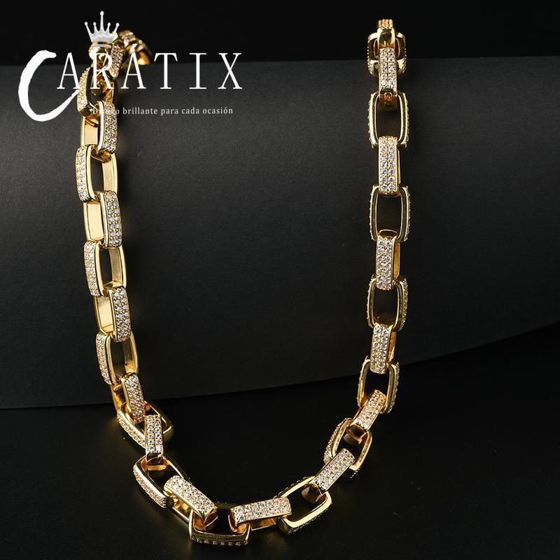 CARÁTIX 7"-28" Square Link Chain Bracelet – 5A+ CZ Iced Out Hip Hop Bling Jewelry for Men & Women | Rapper Gift - CaratixJewelry