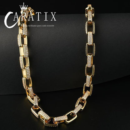 CARÁTIX 7"-28" Square Link Chain Bracelet – 5A+ CZ Iced Out Hip Hop Bling Jewelry for Men & Women | Rapper Gift - CaratixJewelry