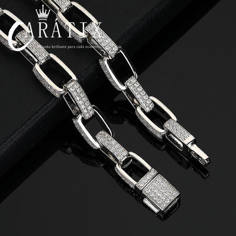 CARÁTIX 7"-28" Square Link Chain Bracelet – 5A+ CZ Iced Out Hip Hop Bling Jewelry for Men & Women | Rapper Gift - CaratixJewelry