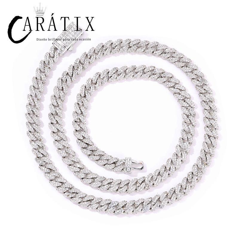 CARÁTIX – 7mm 5A+ CZ Paved Solid Cuban Curb Link Chain Necklace | Bling Hip Hop Jewelry for Men & Women - CaratixJewelry