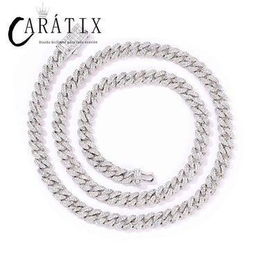 CARÁTIX – 7mm 5A+ CZ Paved Solid Cuban Curb Link Chain Necklace | Bling Hip Hop Jewelry for Men & Women - CaratixJewelry
