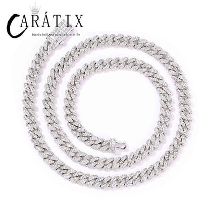 CARÁTIX – 7mm 5A+ CZ Paved Solid Cuban Curb Link Chain Necklace | Bling Hip Hop Jewelry for Men & Women - CaratixJewelry