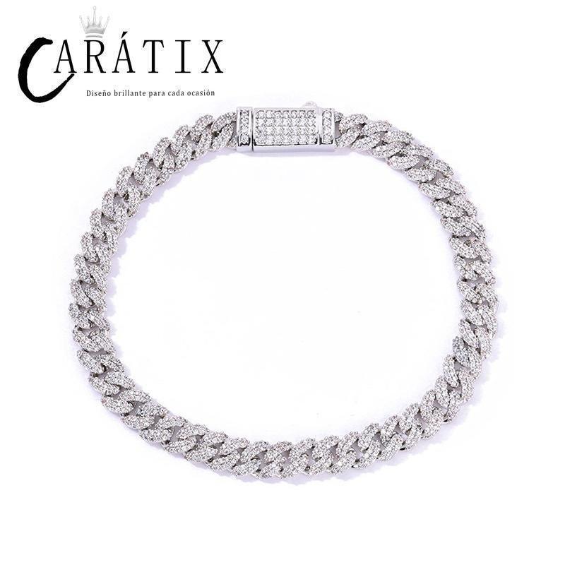 CARÁTIX – 7mm 5A+ CZ Paved Solid Cuban Curb Link Chain Necklace | Bling Hip Hop Jewelry for Men & Women - CaratixJewelry