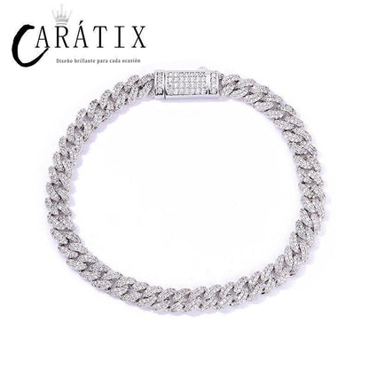CARÁTIX – 7mm 5A+ CZ Paved Solid Cuban Curb Link Chain Necklace | Bling Hip Hop Jewelry for Men & Women - CaratixJewelry