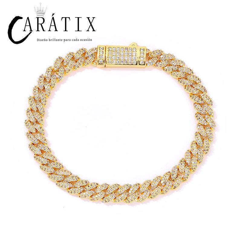 CARÁTIX – 7mm 5A+ CZ Paved Solid Cuban Curb Link Chain Necklace | Bling Hip Hop Jewelry for Men & Women - CaratixJewelry