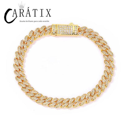 CARÁTIX – 7mm 5A+ CZ Paved Solid Cuban Curb Link Chain Necklace | Bling Hip Hop Jewelry for Men & Women - CaratixJewelry