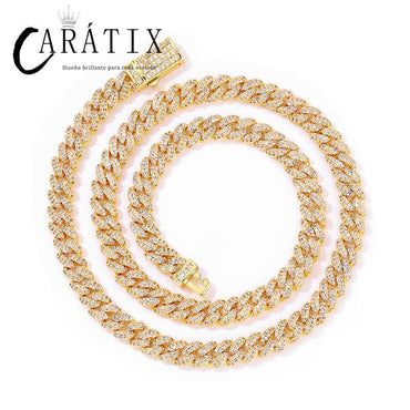 CARÁTIX – 7mm 5A+ CZ Paved Solid Cuban Curb Link Chain Necklace | Bling Hip Hop Jewelry for Men & Women - CaratixJewelry