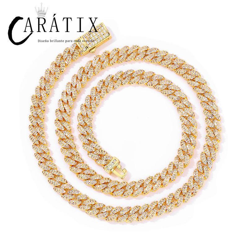 CARÁTIX – 7mm 5A+ CZ Paved Solid Cuban Curb Link Chain Necklace | Bling Hip Hop Jewelry for Men & Women - CaratixJewelry