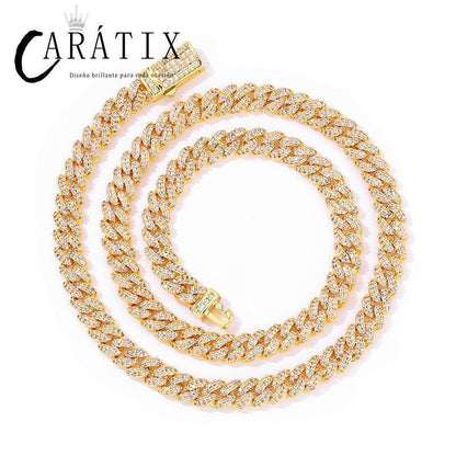 CARÁTIX – 7mm 5A+ CZ Paved Solid Cuban Curb Link Chain Necklace | Bling Hip Hop Jewelry for Men & Women - CaratixJewelry