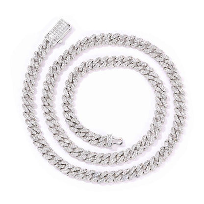 CARÁTIX – 7mm 5A+ CZ Paved Solid Cuban Curb Link Chain Necklace | Bling Hip Hop Jewelry for Men & Women - CaratixJewelry