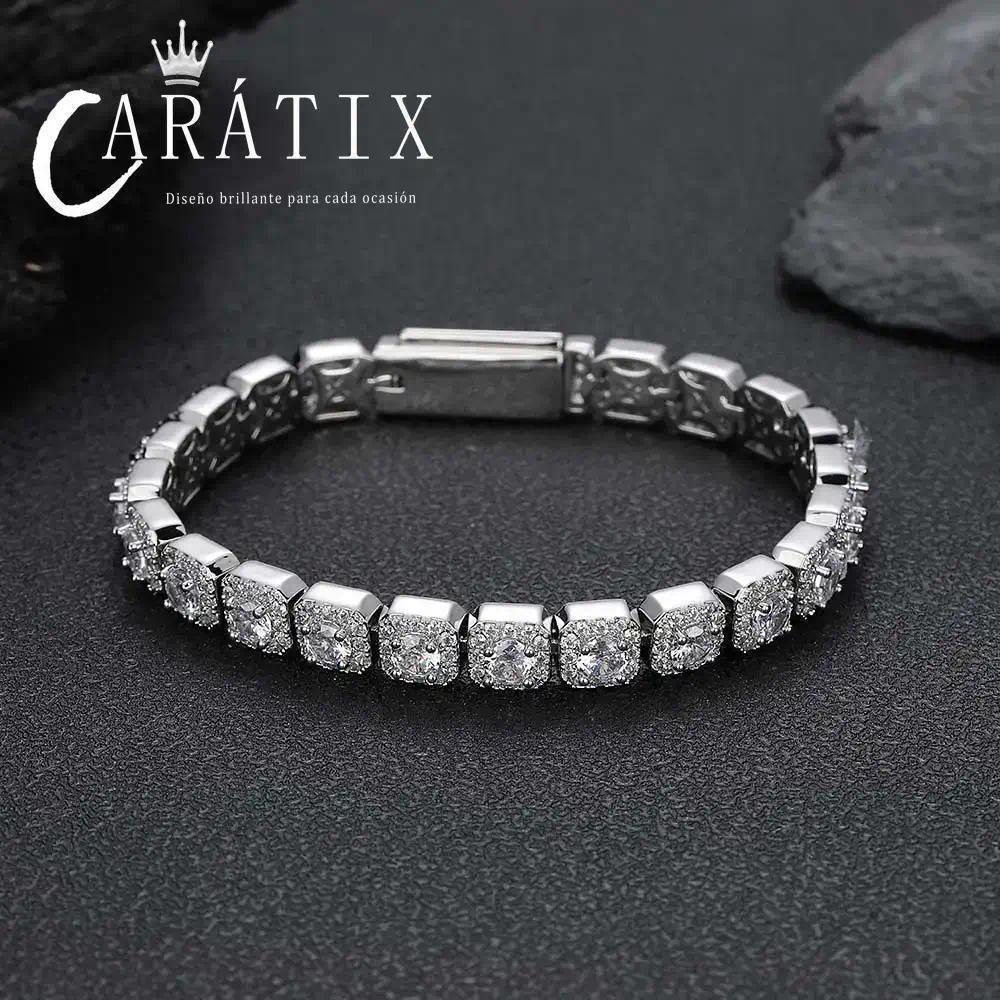 CARÁTIX 7mm Zircon Cluster Tennis Chain Necklace – Long Clasp Bling Choker Jewelry for Women - CaratixJewelry