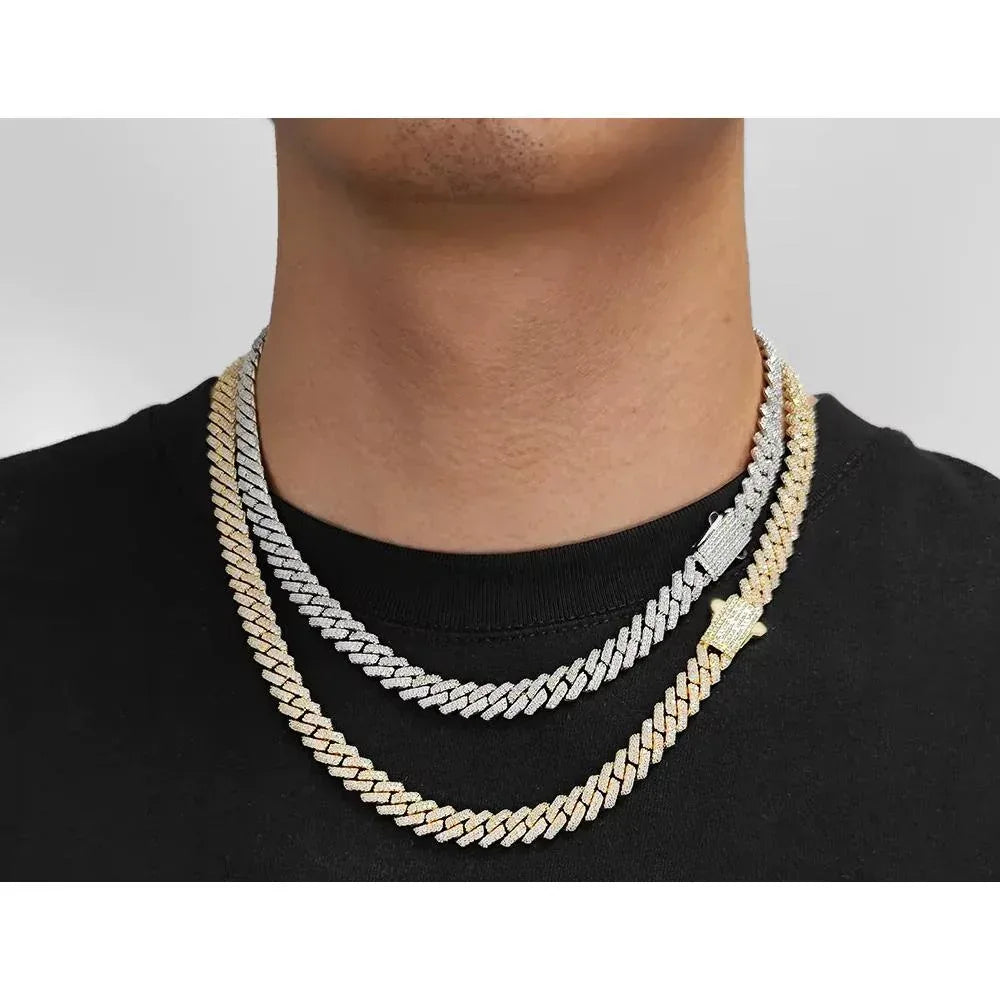 CARÁTIX – 8mm 2-Row Thin Cuban Link Chain Necklace | Cubic Zirconia Hip Hop Jewelry for Men & Women - CaratixJewelry