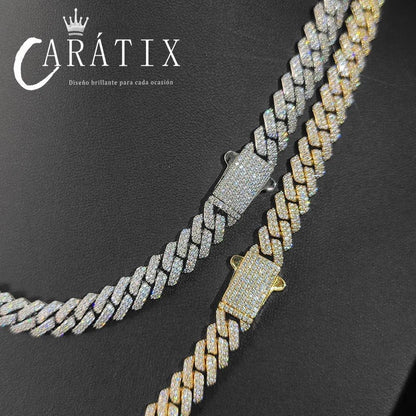 CARÁTIX – 8mm 2-Row Thin Cuban Link Chain Necklace | Cubic Zirconia Hip Hop Jewelry for Men & Women - CaratixJewelry