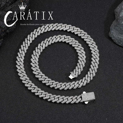CARÁTIX – 8mm 2-Row Thin Cuban Link Chain Necklace | Cubic Zirconia Hip Hop Jewelry for Men & Women - CaratixJewelry