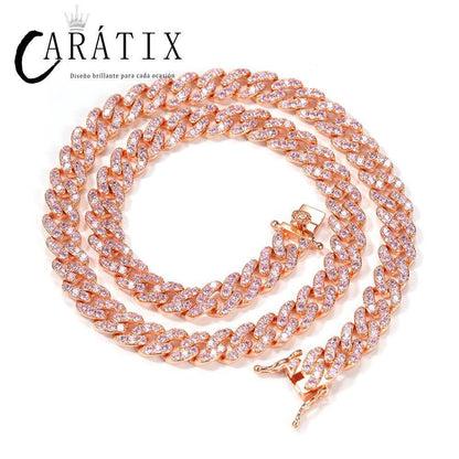 CARÁTIX – 8mm Cuban Link Chain Choker Necklace | Iced Out CZ Bling Hip Hop Jewelry for Men & Women, Rapper Street Style - CaratixJewelry
