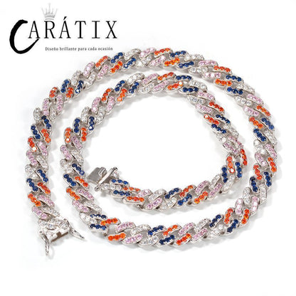 CARÁTIX – 8mm Cuban Link Chain Choker Necklace | Iced Out CZ Bling Hip Hop Jewelry for Men & Women, Rapper Street Style - CaratixJewelry