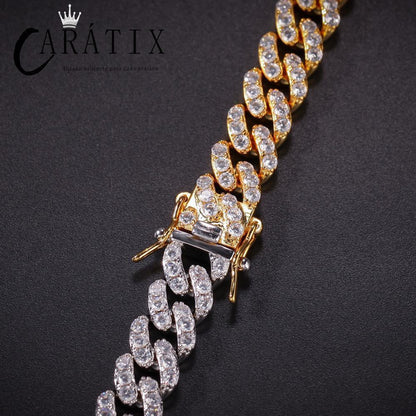 CARÁTIX – 8mm Cuban Link Chain Choker Necklace | Iced Out CZ Bling Hip Hop Jewelry for Men & Women, Rapper Street Style - CaratixJewelry